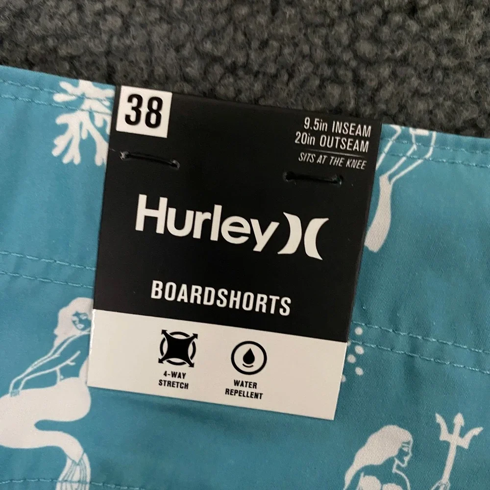Hurley Deep Sea AOP Swim Board Short Mens 38 Blue Seadoo 9.5